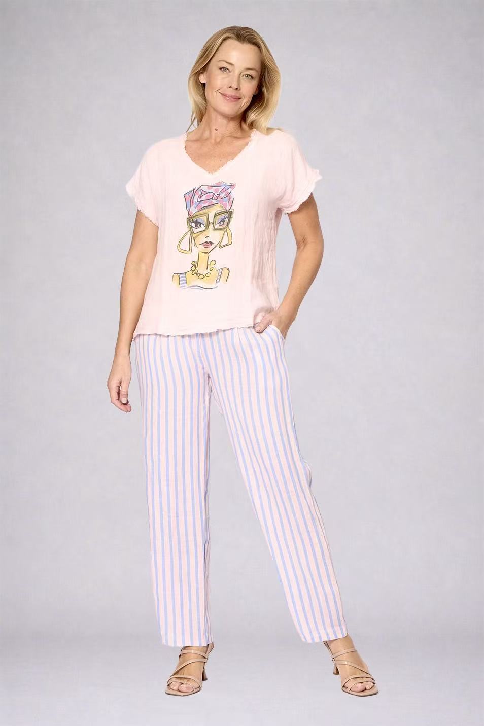 La Strada Linen V-Neck Top LST26-313