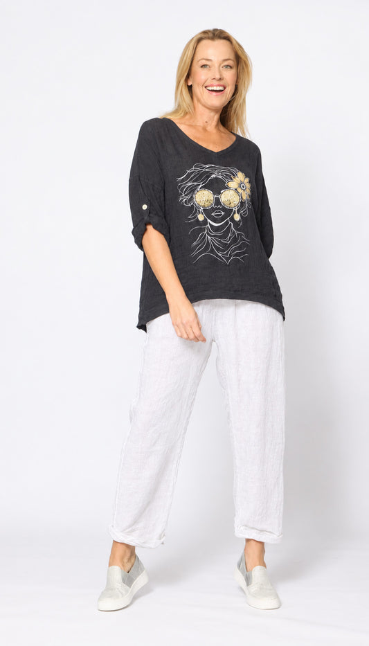 La Strada Linen Top LST26-349