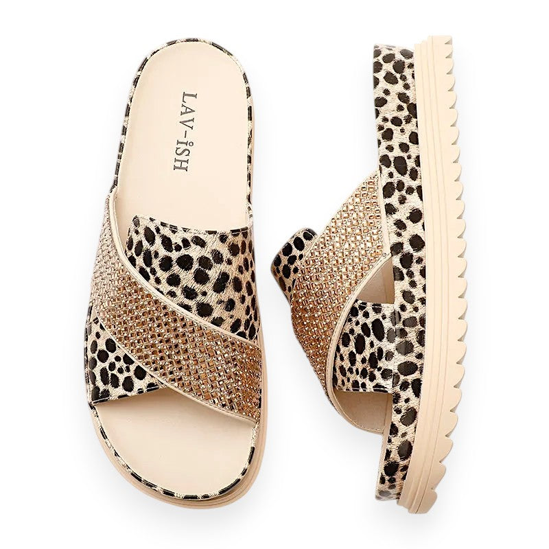 Lavish Denim PU Leather Slides LVSDL0723