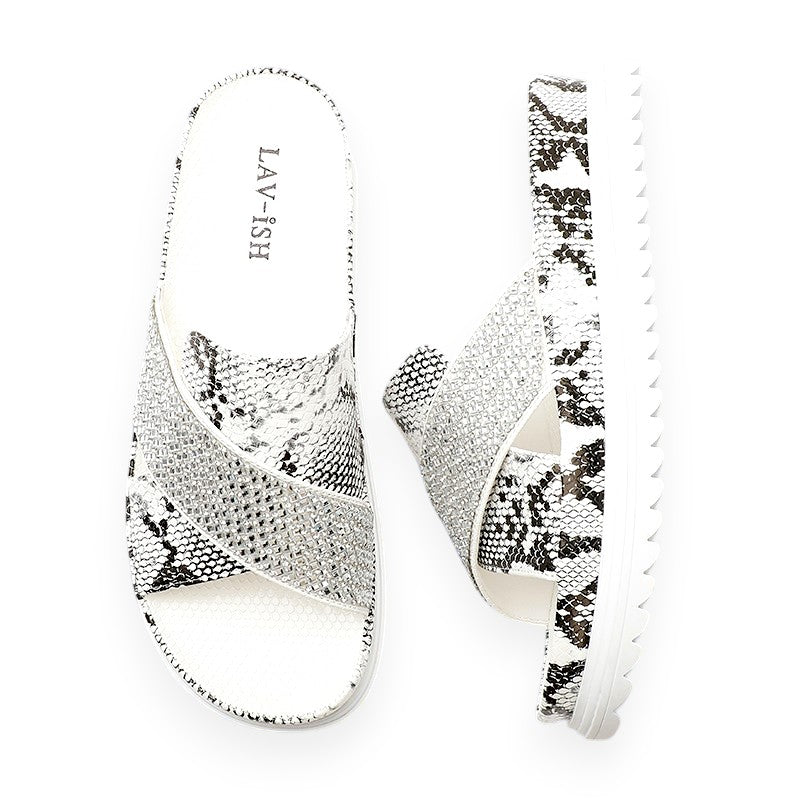 Lavish Denim PU Leather Slides LVSDL0723
