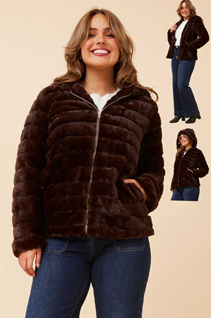 Caroline Morgan Fur Jacket Hoody J523967