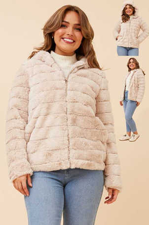 Caroline Morgan Fur Jacket Hoody J523967