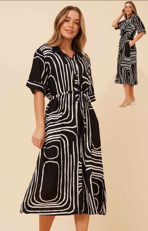 Caroline Morgan Abstract Midi Dress D524664