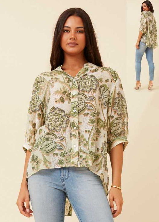 Caroline Morgan Leaf Shirt T523074