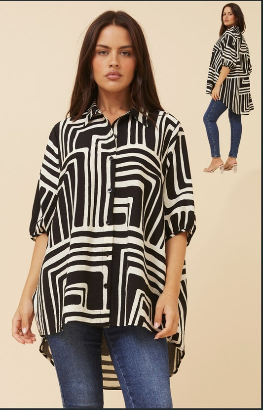 Caroline Morgan Abstract Shirt T525853