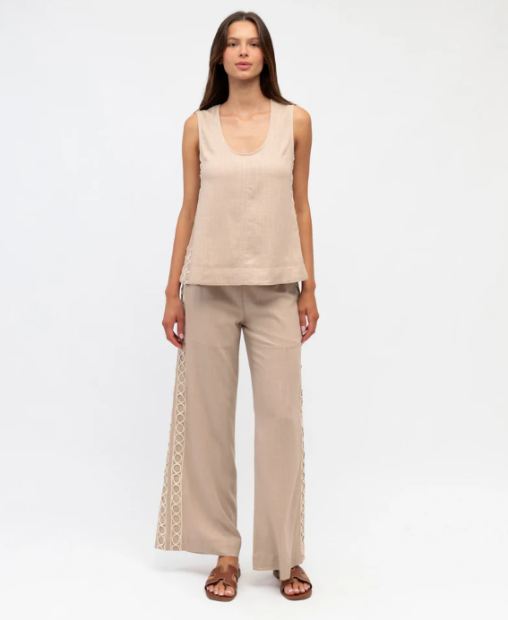 White Closet Roma Side Embr Pant TF11201L