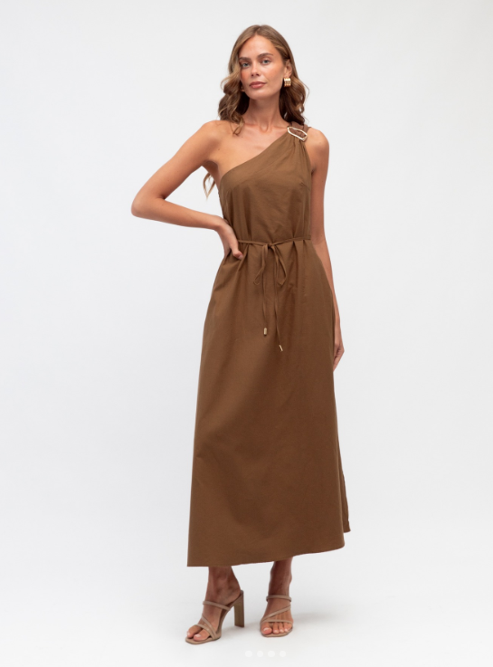 White Closet One Shoulder Maxi Dress TF11205-2