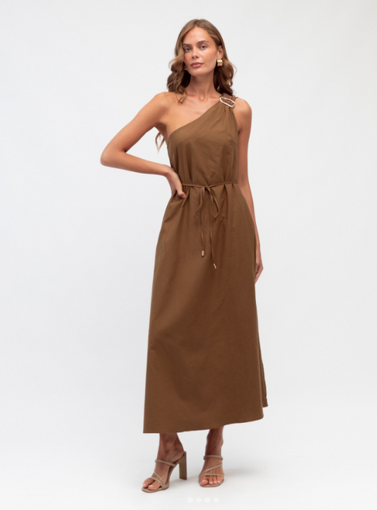 White Closet One Shoulder Maxi Dress TF11205-2