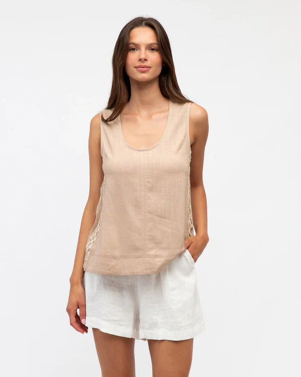 White Closet Roma Side Embroidery Top TF11353