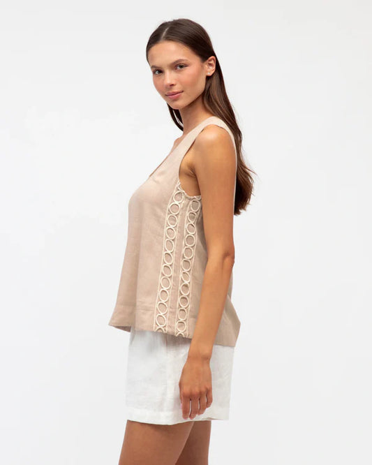White Closet Roma Side Embroidery Top TF11353