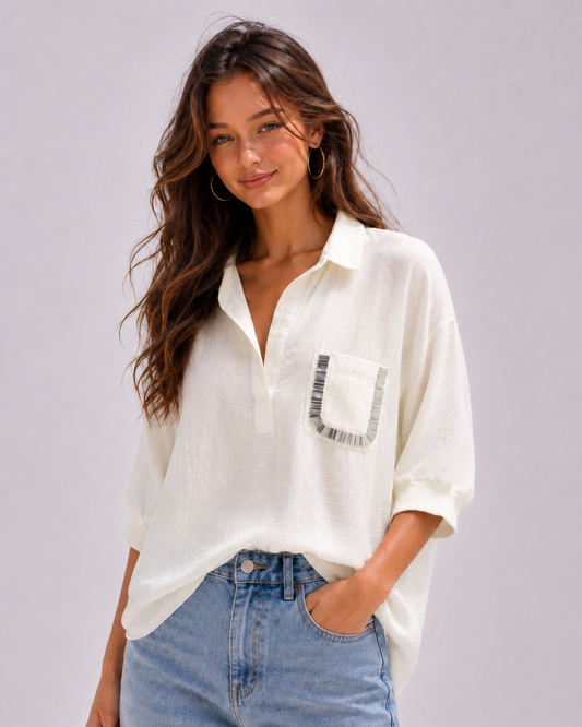 Wednesday Lulu Linen Top 528