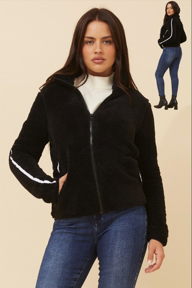 Caroline Morgan Stripe Teddy Jacket J526036