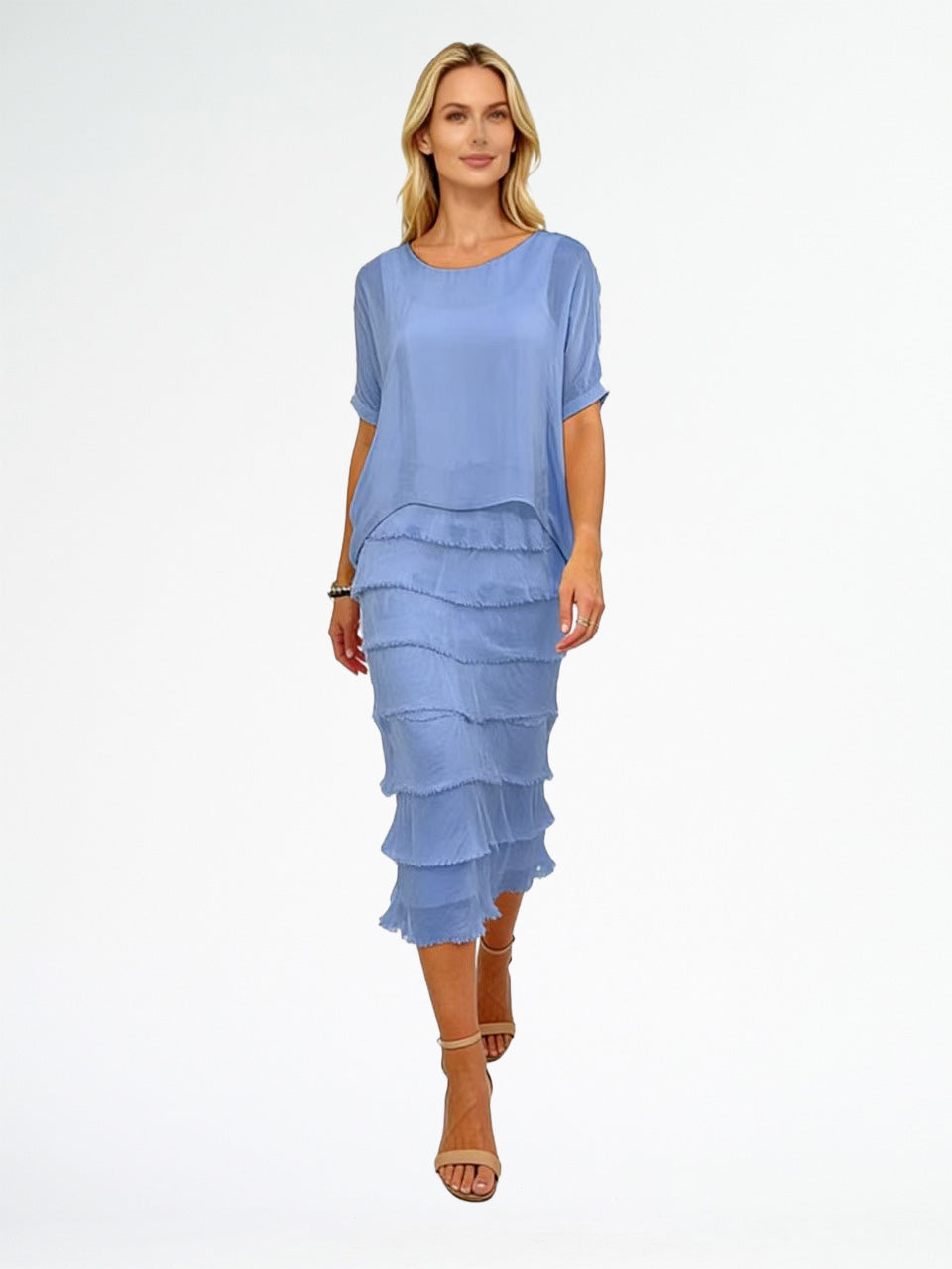 La Strada Frayed Edge Silk Dress LSD21-703