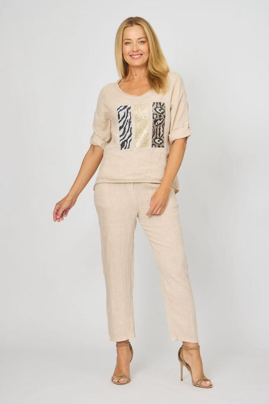 La Strada Linen Patch Top LST25-510