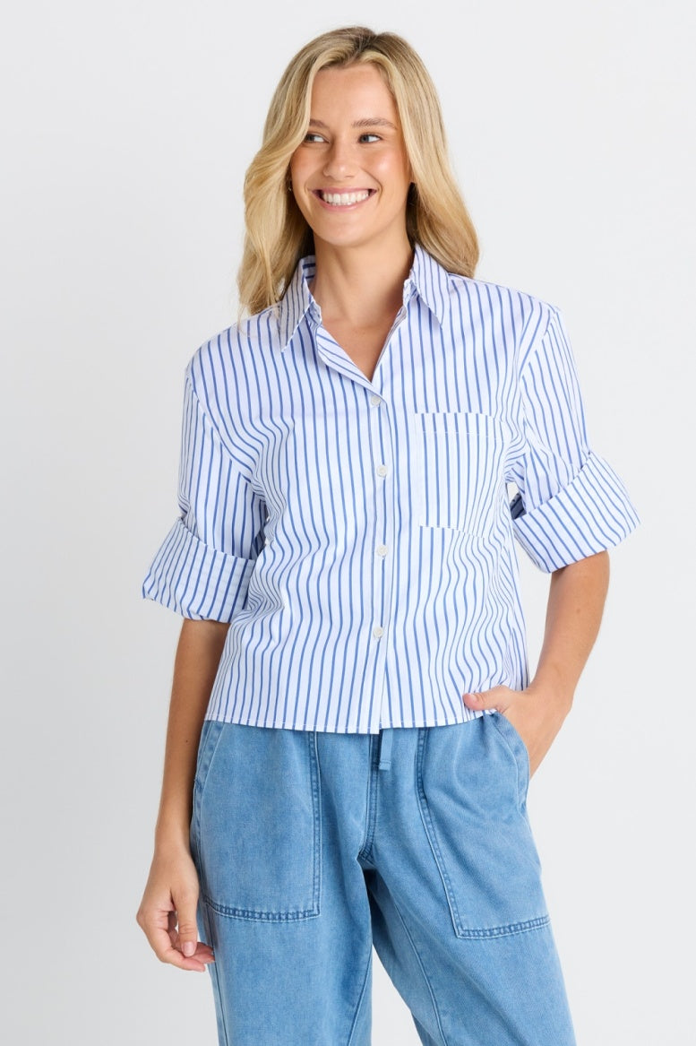 Betty Basics Cropped Poplin Shirt BB8614