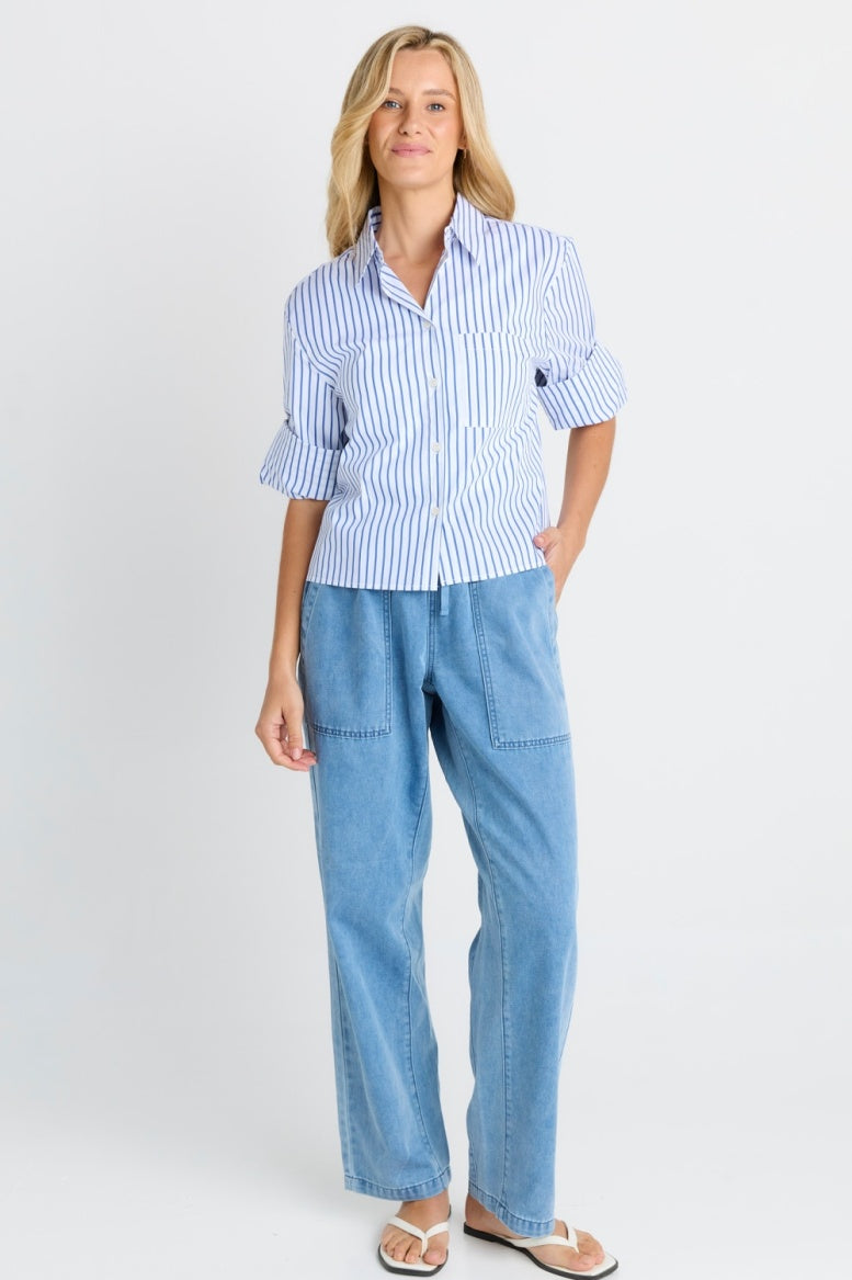 Betty Basics Cropped Poplin Shirt BB8614