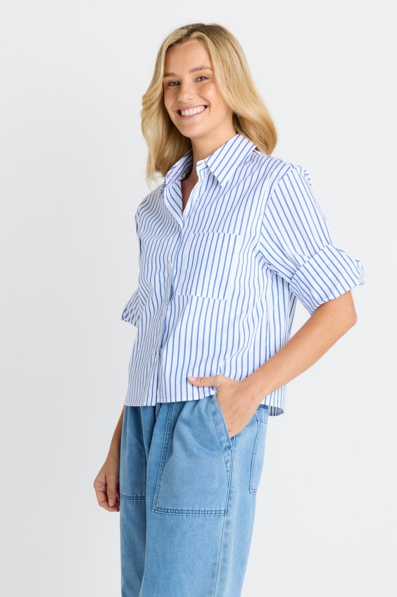 Betty Basics Cropped Poplin Shirt BB8614